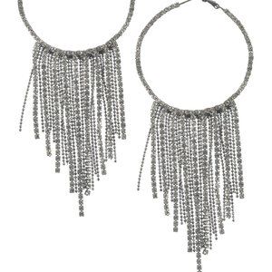 Sparkle Hoop Rhinestone Earrings Silver Dangle